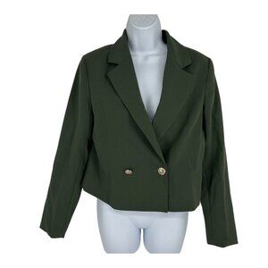 Joie Dark Green Cropped Single Breasted Blazer Women's Size S